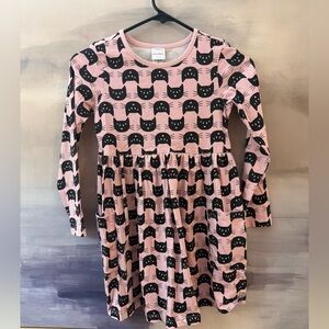 Hanna Andersson Halloween Cat Girls Dress Pink and Black Kitty